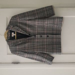 Talbots Wool Black & White Houndstooth blazer with red accent